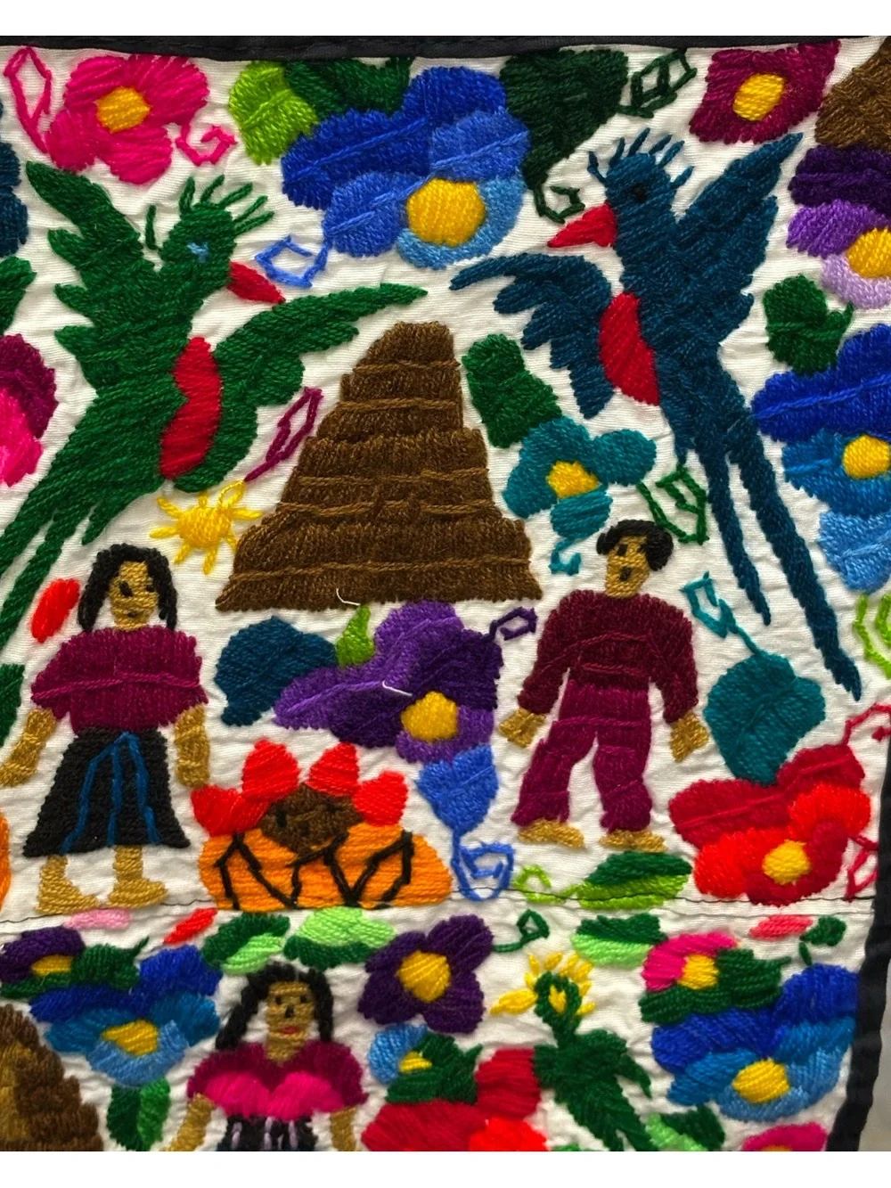 Multicolor Embroidered Folk Art Tapestry Wall Hanging